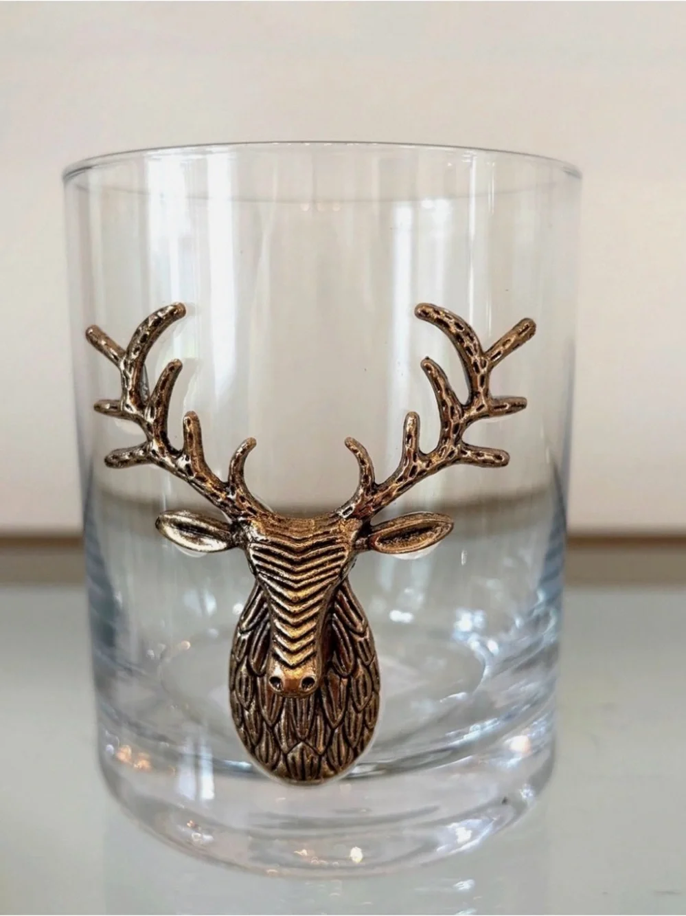 8 Brass Stag Deer Old Fashioned Whiskey Glasses 12oz. Holiday Cocktail